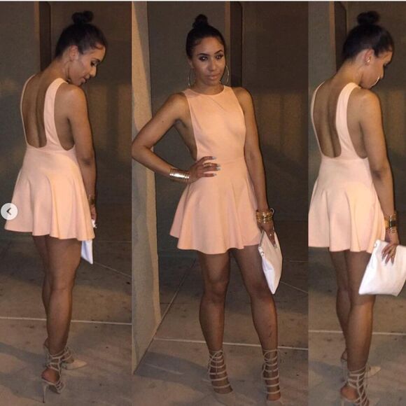 NEW American Apparel S Peach Orange Y2k Skater Mini Fit Flare Dress Sexy Sleaze - Picture 1 of 16